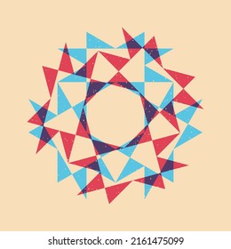 Geometric object  with riso print effect. Vector. Graphic element  for fabric, textile, clothing, wrapping paper, wallpaper, poster. Graphic element.  Perfect For your own decoration or design