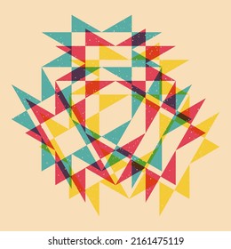 Geometric object  with riso print effect. Vector. Graphic element  for fabric, textile, clothing, wrapping paper, wallpaper, poster. Graphic element.  Perfect For your own decoration or design