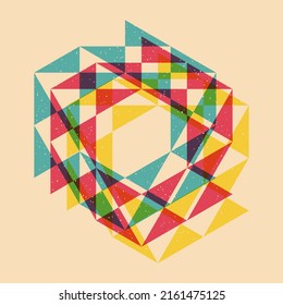 Geometric object  with riso print effect. Vector. Graphic element  for fabric, textile, clothing, wrapping paper, wallpaper, poster. Graphic element.  Perfect For your own decoration or design