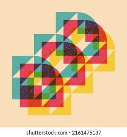 Geometric object  with riso print effect. Vector. Graphic element  for fabric, textile, clothing, wrapping paper, wallpaper, poster. Graphic element.  Perfect For your own decoration or design