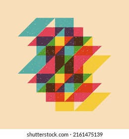Geometric object  with riso print effect. Vector. Graphic element  for fabric, textile, clothing, wrapping paper, wallpaper, poster. Graphic element.  Perfect For your own decoration or design