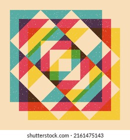 Geometric object  with riso print effect. Vector. Graphic element  for fabric, textile, clothing, wrapping paper, wallpaper, poster. Graphic element.  Perfect For your own decoration or design