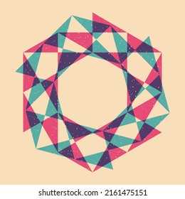 Geometric object  with riso print effect. Vector. Graphic element  for fabric, textile, clothing, wrapping paper, wallpaper, poster. Graphic element.  Perfect For your own decoration or design