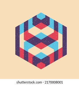 Geometric object  with riso print effect. Vector. Graphic element  for fabric, textile, clothing, wrapping paper, wallpaper, poster. Graphic element.  Perfect For your own decoration or design