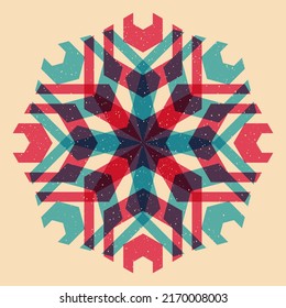 Geometric object  with riso print effect. Vector. Graphic element  for fabric, textile, clothing, wrapping paper, wallpaper, poster. Graphic element.  Perfect For your own decoration or design