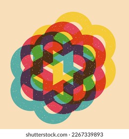 Geometric object  with riso print effect. Vector. Graphic element  for fabric, textile, clothing, wrapping paper, wallpaper, poster. Graphic element.  Perfect For your own decoration or design