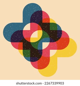 Geometric object  with riso print effect. Vector. Graphic element  for fabric, textile, clothing, wrapping paper, wallpaper, poster. Graphic element.  Perfect For your own decoration or design