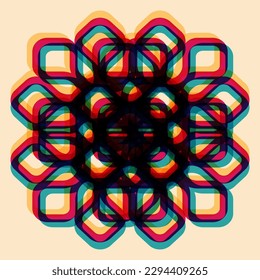 Geometric object  with riso print effect. Vector. Graphic element  for fabric, textile, clothing, wrapping paper, wallpaper, poster. Graphic element.  Perfect For your own decoration or design