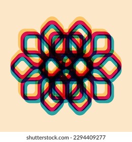 Geometric object  with riso print effect. Vector. Graphic element  for fabric, textile, clothing, wrapping paper, wallpaper, poster. Graphic element.  Perfect For your own decoration or design