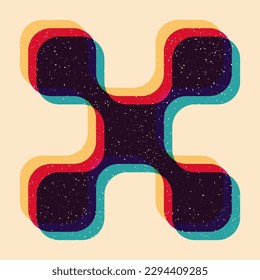 Geometric object  with riso print effect. Vector. Graphic element  for fabric, textile, clothing, wrapping paper, wallpaper, poster. Graphic element.  Perfect For your own decoration or design