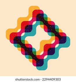Geometric object  with riso print effect. Vector. Graphic element  for fabric, textile, clothing, wrapping paper, wallpaper, poster. Graphic element.  Perfect For your own decoration or design