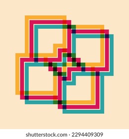 Geometric object  with riso print effect. Vector. Graphic element  for fabric, textile, clothing, wrapping paper, wallpaper, poster. Graphic element.  Perfect For your own decoration or design