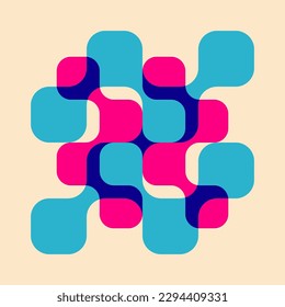 Geometric object  with riso print effect. Vector. Graphic element  for fabric, textile, clothing, wrapping paper, wallpaper, poster. Graphic element.  Perfect For your own decoration or design