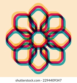 Geometric object  with riso print effect. Vector. Graphic element  for fabric, textile, clothing, wrapping paper, wallpaper, poster. Graphic element.  Perfect For your own decoration or design