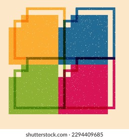Geometric object  with riso print effect. Vector. Graphic element  for fabric, textile, clothing, wrapping paper, wallpaper, poster. Graphic element.  Perfect For your own decoration or design