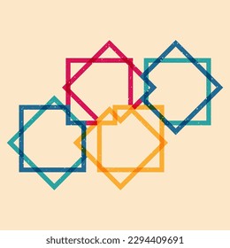 Geometric object  with riso print effect. Vector. Graphic element  for fabric, textile, clothing, wrapping paper, wallpaper, poster. Graphic element.  Perfect For your own decoration or design