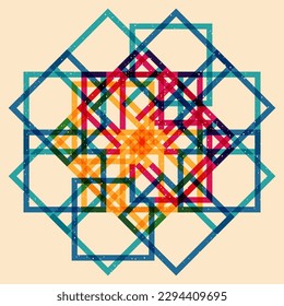 Geometric object  with riso print effect. Vector. Graphic element  for fabric, textile, clothing, wrapping paper, wallpaper, poster. Graphic element.  Perfect For your own decoration or design