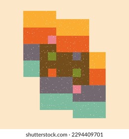Geometric object  with riso print effect. Vector. Graphic element  for fabric, textile, clothing, wrapping paper, wallpaper, poster. Graphic element.  Perfect For your own decoration or design