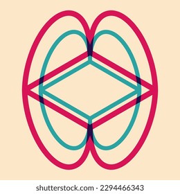 Geometric object  with riso print effect. Vector. Graphic element  for fabric, textile, clothing, wrapping paper, wallpaper, poster. Graphic element.  Perfect For your own decoration or design