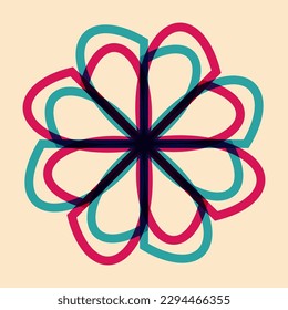 Geometric object  with riso print effect. Vector. Graphic element  for fabric, textile, clothing, wrapping paper, wallpaper, poster. Graphic element.  Perfect For your own decoration or design