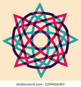 Geometric object  with riso print effect. Vector. Graphic element  for fabric, textile, clothing, wrapping paper, wallpaper, poster. Graphic element.  Perfect For your own decoration or design