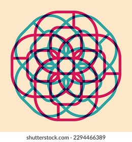 Geometric object  with riso print effect. Vector. Graphic element  for fabric, textile, clothing, wrapping paper, wallpaper, poster. Graphic element.  Perfect For your own decoration or design