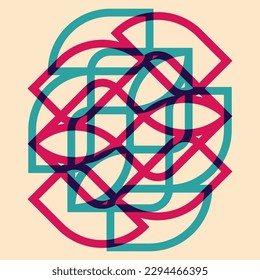 Geometric object  with riso print effect. Vector. Graphic element  for fabric, textile, clothing, wrapping paper, wallpaper, poster. Graphic element.  Perfect For your own decoration or design