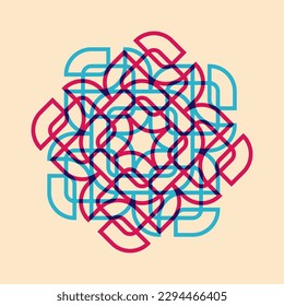 Geometric object  with riso print effect. Vector. Graphic element  for fabric, textile, clothing, wrapping paper, wallpaper, poster. Graphic element.  Perfect For your own decoration or design
