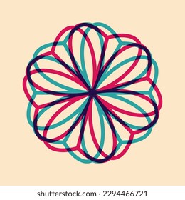 Geometric object  with riso print effect. Vector. Graphic element  for fabric, textile, clothing, wrapping paper, wallpaper, poster. Graphic element.  Perfect For your own decoration or design