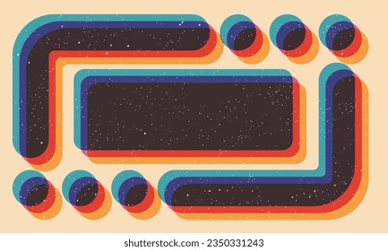 Geometric object with riso print effect. Graphic element for flyer, wallpaper, poster. Graphic element. Vintage decoration of 70s 80s, 90s. Aesthetics of the risograph. Deep space surfaces