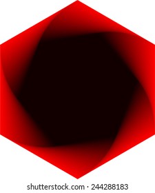 geometric object of rotation the hexagon, filled with red gradient effect