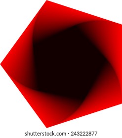 geometric object of rotation the pentagon,  filled with red gradient effect