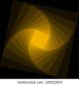 geometric object of rotation the square, filled with golden gradient effect