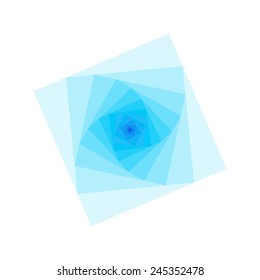 geometric object of rotation the square, filled with blue gradient effect, vector illustration