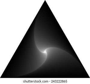 geometric object of rotation the triangle,  filled with black gradient effect