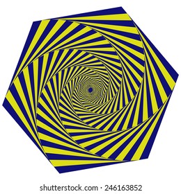 geometric object of spiral motion elements  blue and yellow color, vector illustration