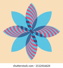 Geometric object  withe riso print effect. Vector. Graphic element  for fabric, textile, clothing, wrapping paper, wallpaper, poster. Graphic element.  Perfect For your own decoration or design