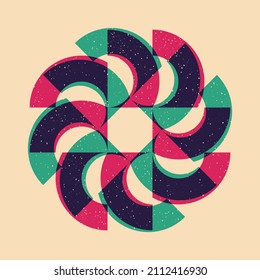 Geometric object  withe riso print effect. Vector. Graphic element  for fabric, textile, clothing, wrapping paper, wallpaper, poster. Graphic element.  Perfect For your own decoration or design