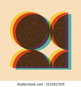 Geometric object  withe riso print effect. Vector. Graphic element  for fabric, textile, clothing, wrapping paper, wallpaper, poster. Graphic element.  Perfect For your own decoration or design