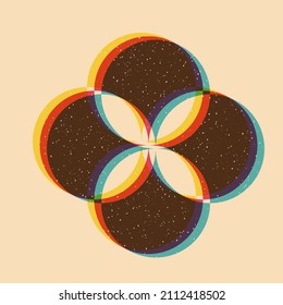 Geometric object  withe riso print effect. Vector. Graphic element  for fabric, textile, clothing, wrapping paper, wallpaper, poster. Graphic element.  Perfect For your own decoration or design