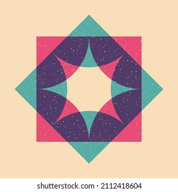 Geometric object  withe riso print effect. Vector. Graphic element  for fabric, textile, clothing, wrapping paper, wallpaper, poster. Graphic element.  Perfect For your own decoration or design