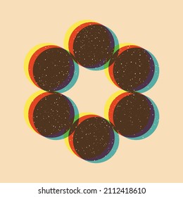 Geometric object  withe riso print effect. Vector. Graphic element  for fabric, textile, clothing, wrapping paper, wallpaper, poster. Graphic element.  Perfect For your own decoration or design