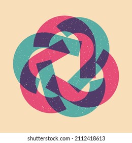 Geometric object  withe riso print effect. Vector. Graphic element  for fabric, textile, clothing, wrapping paper, wallpaper, poster. Graphic element.  Perfect For your own decoration or design