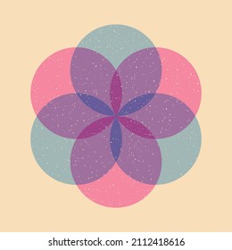 Geometric object  withe riso print effect. Vector. Graphic element  for fabric, textile, clothing, wrapping paper, wallpaper, poster. Graphic element.  Perfect For your own decoration or design