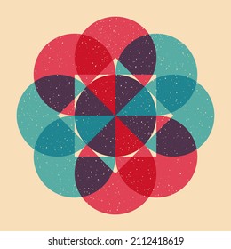 Geometric object  withe riso print effect. Vector. Graphic element  for fabric, textile, clothing, wrapping paper, wallpaper, poster. Graphic element.  Perfect For your own decoration or design