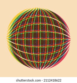Geometric object  withe riso print effect. Vector. Graphic element  for fabric, textile, clothing, wrapping paper, wallpaper, poster. Graphic element.  Perfect For your own decoration or design