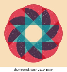 Geometric object  withe riso print effect. Vector. Graphic element  for fabric, textile, clothing, wrapping paper, wallpaper, poster. Graphic element.  Perfect For your own decoration or design