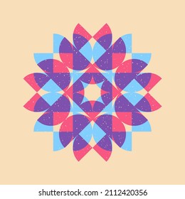 Geometric object  withe riso print effect. Vector. Graphic element  for fabric, textile, clothing, wrapping paper, wallpaper, poster. Graphic element.  Perfect For your own decoration or design