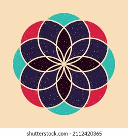 Geometric object  withe riso print effect. Vector. Graphic element  for fabric, textile, clothing, wrapping paper, wallpaper, poster. Graphic element.  Perfect For your own decoration or design