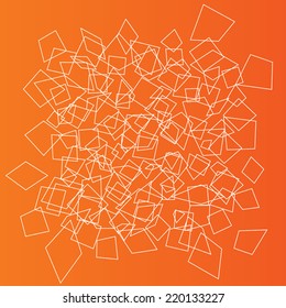 Geometric objects pattern background. Abstract wallpaper with random elements. Orange background. Vector